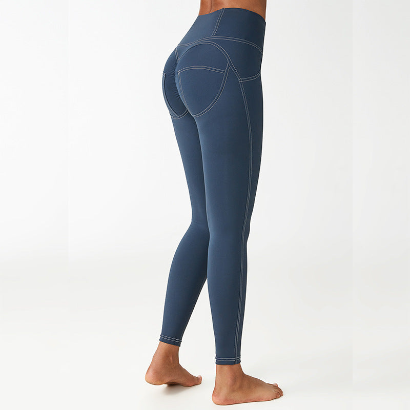 High Waist Pleated Yoga Pants Sports Leggings